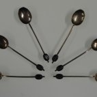 Mocca L&ouml;ffel, Espresso L&ouml;ffel, mit Bakelite Bohnen, 925, Sterling Silber, ca. 1920