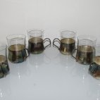 Bowlen Becher, Teegl&auml;ser, versilbert, Punze, SMF, Quist