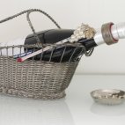 Weinflaschenhalter, versilbert, France Wine Basket, Bottle Holder