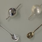 Bamboo Jigger, Napier, Measuring Cup, Cocktail Spoon, Jigger, Bottle Opener, silverplate