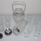 Cocktail Shaker Set, Kreuzschliff, WMF, Wuerttembergische Metallwarenfabrik, Kristallglas, Handarbeit, ca. 1930-1940