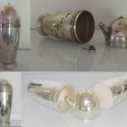 Cocktail Shaker "dial a Drink", 30&acute;s, versilbert, Restauriert, Recipe Silverplated Cocktail Shaker. ( Design eventuell  Alexander Clark, London, Silbermanufaktur oder Norman Bel Geddes), restored